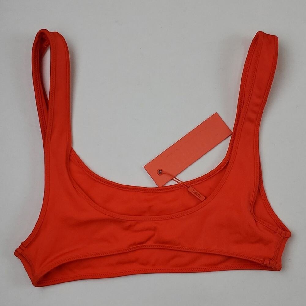 Triangl Women's Orange Ribbed Scoop Neck Swimwear Bikini Top Size L - Picture 3 of 6